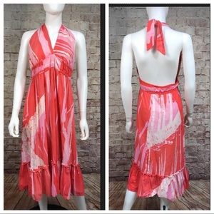 Androsia Dress Med Halter Tie-Dye Gypsy Boho Beach